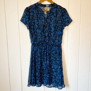 Mimi Chica Blue and Black Floral Sheer Dress. Size Medium.